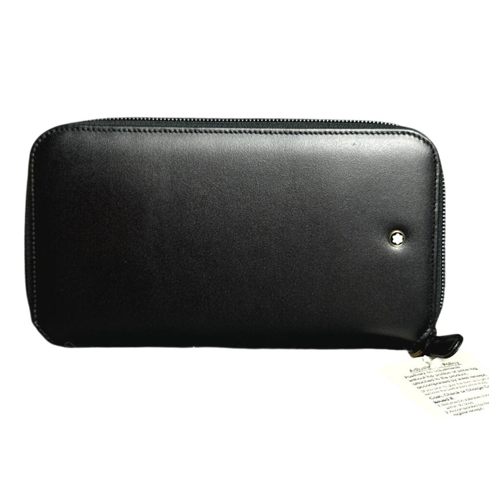 Mont Blanc Meisterstuck Leather travel currency wallet zip around black unisex